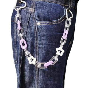 Imagem de Hongvarey Linda calça de acrílico, corrente de bolso, hip hop, jeans com elos coloridos, corrente, acessório para joias corporais, Medium, Plástico, Sem Pedra Preciosa