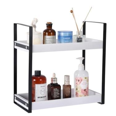 Imagem de DUICIRX Bancada organizadora de banheiro, organizador de balcão para decoração de banheiro, prateleira de pia de madeira para armazenamento de vaidade, bandeja de maquiagem para perfume, cuidados com