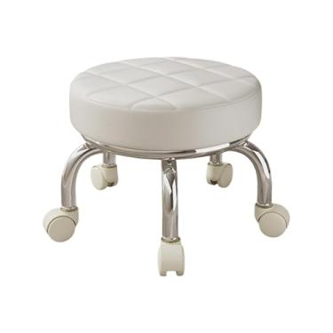 Imagem de Baoblaze 360° Rotating Low Roller Seat Stool Polia Banco Baixo Adultos Rodízios Giratórios Banco Preguiçoso para Trabalhos Domésticos para Salões Sala de Estar, Branco