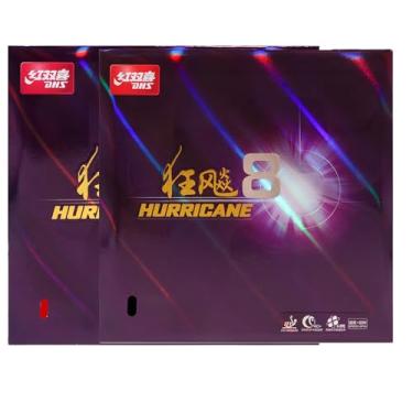 Imagem de BestParts DHS Hurricane 8 tênis de mesa folha de borracha pingue-pongue esponja, dureza 49 graus/espessura 2,2 mm, vermelho ou preto (preto + vermelho)