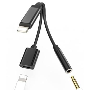 Imagem de Para iPhone para adaptador auxiliar (2 em 1) conector de fone de ouvido de 3,5 mm, cabo Lightning divisor de carregador de áudio automotivo para Apple MFi conector de carregamento certificado de