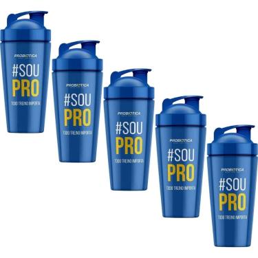 Imagem de Kit 5X Coqueteleira Alumínio Steel - 750ml Azul - Probiótica-Masculino