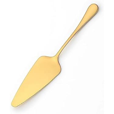 Imagem de Espátula para Bolo e Torta, Aço Inox Dourado, Utensílio de Servir Gourmet Com Corte Serrilhado