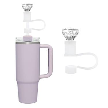 Imagem de Cobertura de palha de diamante branco para copo Stanley, capa de palha fofa, capas de ponta de canudo de 10 mm, tampas de silicone de 40 e 850 g para copos, tampas de canudo reutilizáveis, acessórios