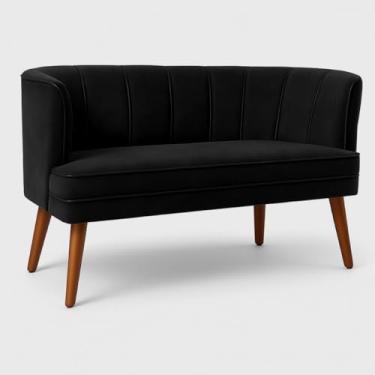 Imagem de Sofá Namoradeira Resistente para Clínica Confortável Tecido Veludo Sala de Espera MOBLAN decor (Preto)
