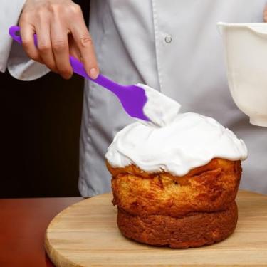 Imagem de Espátula de silicone, livre de BPA e resistente ao calor de 250 °C, espátulas de cozinha de borracha antiaderente para cozinhar, assar e misturar (P, roxo)