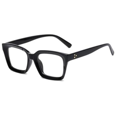 Imagem de Armação quadrada grossa de estilo clássico com lentes transparentes para mulheres e homens, óculos sem receita, Preto
