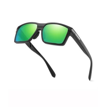 Imagem de Óculos de sol esportivo feminino masculino polido, corrida, pesca, golfe, SY6062, Armação preta | Lente espelhada verde, Normal