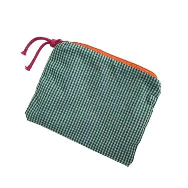 Imagem de Bolsa de moedas xadrez pequena clássica com estampa xadrez – portátil, leve e dobrável, adequada para dinheiro, chaves, artigos de papelaria e pequenos itens Carteira para uso diário | Fecho de zíper