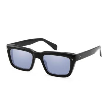 Imagem de HCHES Óculos de sol vintage de acetato para homens, moda para dirigir, colorido para mulheres (preto DBLUE)