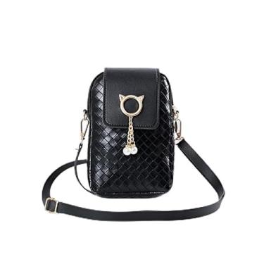 Imagem de Bolsa de telefone transversal de palha de tecido para mulheres com aba de borla de pérola, bolsa de ombro pequena de verão bolsa de viagem, P3, Palha de tecido