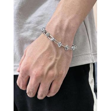 Imagem de Pulseiras de arame farpado banhado a prata pulseiras punk legais pulseiras grossas exageradas pulseiras boêmias vintage joias hip hop presentes de festa de aniversário para homens mulheres amigos