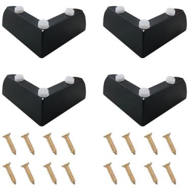 Imagem de CHENJIN 4 peças de pernas de móveis de metal preto com parafusos de montagem 110 x 110 x 55 mm pernas de suporte de armário de banheiro para penteadeiras banquetas sofás mesas de café armários de TV