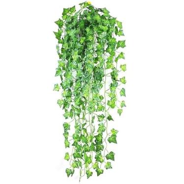 Imagem de 10 Metros Hera Verde Planta Artificial Trepadeira Ramas Folhagem Pendente