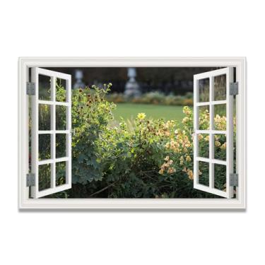 Imagem de Wildflowers In Full BloomImpressão artística em tela de ilusão de janela falsa, arte de parede com vista panorâmica real para sala de estar 30 x 45 cm sem moldura