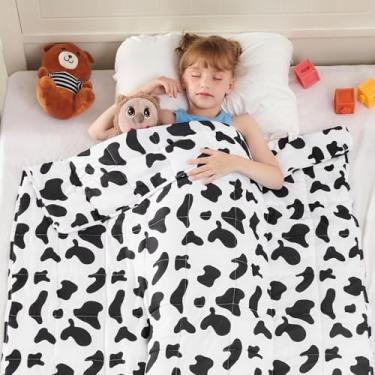 Imagem de yescool Cobertor ponderado com estampa de vaca 4,5 kg, cobertor pesado para dormir, cobertor pesado para presente, edredom ponderado para 36-50 kg, 101 x 152 cm