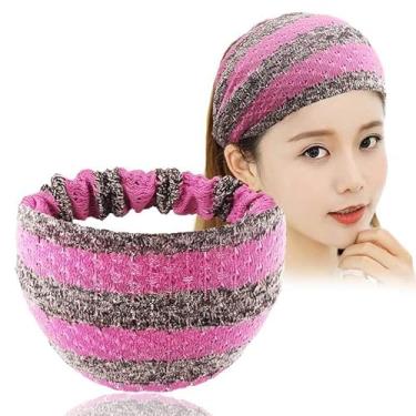 Imagem de Bandanas femininas Boho tricotadas largas e grandes faixas de cabeça para mulheres com dentes acessórios de cabelo modernos