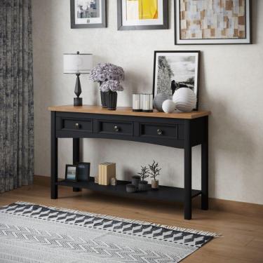 Imagem de Mesa Aparador 3 Gavetas 1 Prateleira Veneza Preto