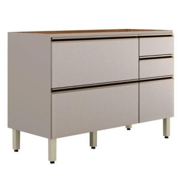 Imagem de Balcão Para Pia 4 Gavetas 1 Porta 120 Cm Mdf Proenca Nogueira Nude Pri