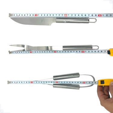 Imagem de Jogo Para Churrasco 3 Peças em Aço Inoxidável com Estojo com Zíper – Faca, Garfo e Pegador Premium