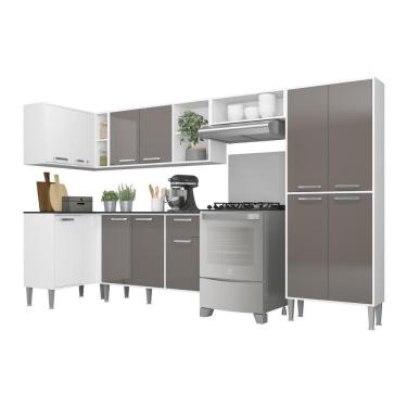 Imagem de Armário De Cozinha Completa 6 Peças Xangai Zouk Multimóveis Branco/Lacca Fumê Branco/Lacca Fumê