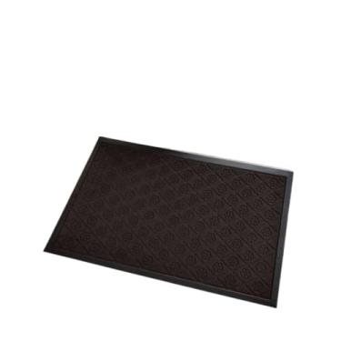 Imagem de Tapete Porta, Capacho Tapete Emborrachado Sala Banheiro Porta de Entrada Antiderrapante(45x75cm)(Flores Preta)