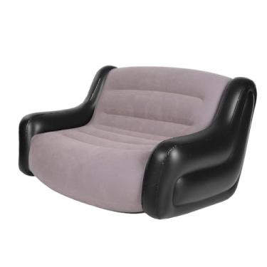 Imagem de Fockety Sofá Inflável, Material Flocado de PVC Robusto de Alta Resistência 330,7 Lb Com Suporte de Carga Sofá de Dois Lugares Com Apoio de Braço, para Relaxamento Interno e Externo