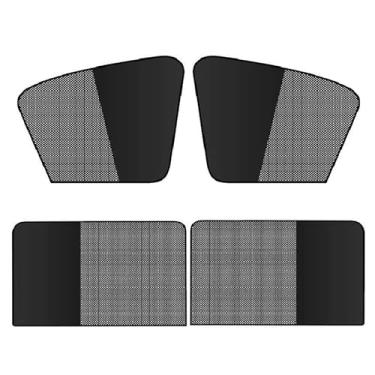 Imagem de Shakas 4 peças de persianas laterais, cortinas semibloqueadoras de luz e semitransparentes à prova de sol, isolamento térmico, instalação de adsorção, janela de carro de elevação livre e capa de malha