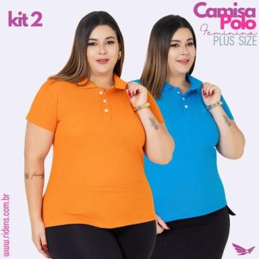 Imagem de Kit 2 Camisa Plus Size Gola Polo Feminina Tecido Premium e Ótimo Acaba