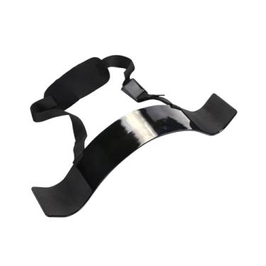 Imagem de Colaxi Aparelho portátil para exercícios de bíceps e tríceps com halteres e barra, design curvo, ideal para exercícios de fitness.