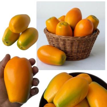 Imagem de Conjunto 10 Mamões Artificiais Decorativos Para Fruteiras, Centros De 