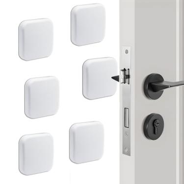 Imagem de BokWin Pacote com 6 batentes de porta para parede, para-choques de porta de silicone protetores de parede autoadesivos (branco)