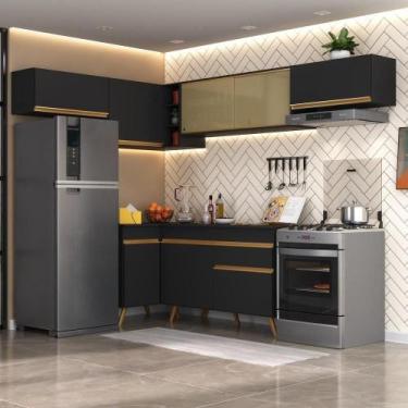 Imagem de Cozinha Completa De Canto Veneza Multimóveis Preta - MULTIMOVEIS