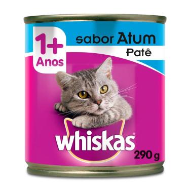 Imagem de Ração para Gatos Whiskas Adulto 1+ Anos Patê Sabor Atum Lata 290g