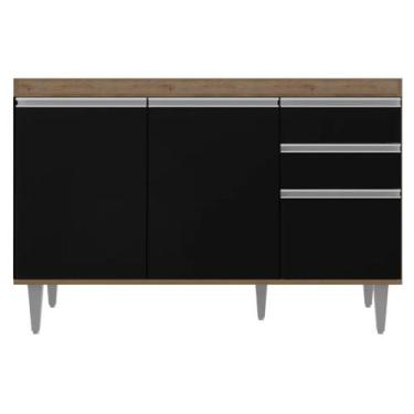 Imagem de Balcao Pia Gabinete Cozinha 120cm Sem Tampo 3 Portas 2 Gavetas Branco 