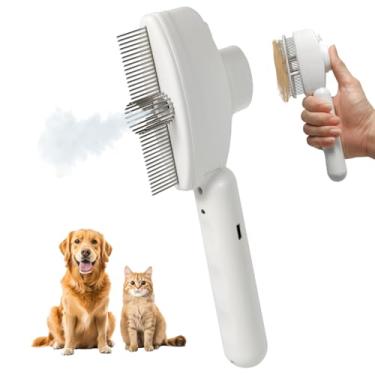 Imagem de Pente de gato com vapor, escova spray para gatos, ferramenta de remoção de pelos de animais de estimação, pente de pulgas, dentes de metal de aço inoxidável para queda e emaranhados, pente