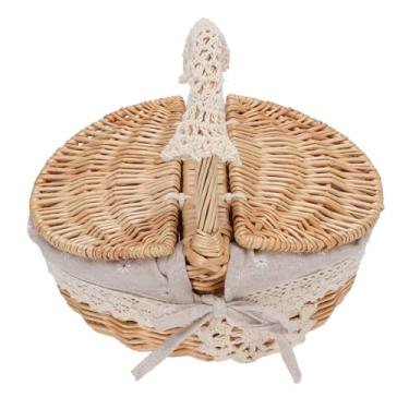 Imagem de Cesta de piquenique de vime MUNEFE com forro removível, cesta de piquenique de vime tecida à mão, cesta de piquenique com tampa e alça para acampamento ao ar livre (Margarida)