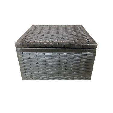 Imagem de Baú Cesta Caixa Organizadora De Fibra Sintética 40x32x23,Quarto, cozinha, varanda, banheiro(Preto)