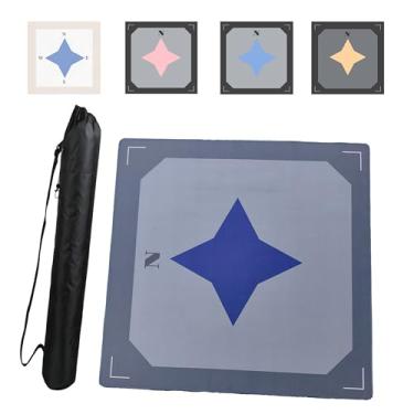 Imagem de 31.5x31.5 Inch Multi-Game Table Cover - Non-Slip, Noise Reducing Mahjong Mat with Geometric Compass Design & Carry Bag - for Board Games, Poker, Mahjong Nights (Navy)
