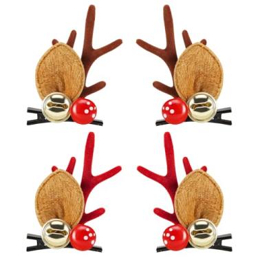 Imagem de Boobeen Grampo de cabelo de Natal – 2 pares de chifres de rena fofos, acessório de cabelo, chifres para cabeça de cabeça para festa de Natal (Natal 11-12)