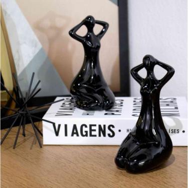 Imagem de Escultura Mulher Em Porcelana Preto 17x8 cm M02 - D'Rossi