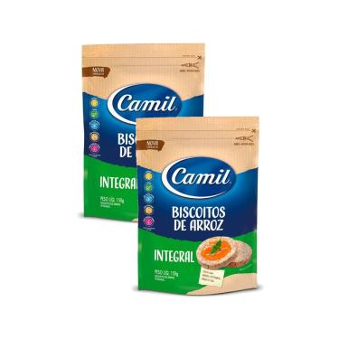 Imagem de Kit 2 Biscoito de Arroz Integral Camil 150g