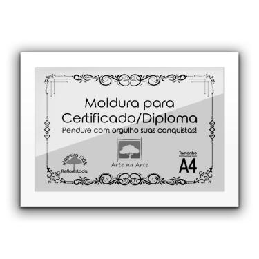 Imagem de 1 Certificado Diploma A4 Com Tela De Acetato E Mdf Titulos Moldura Branca