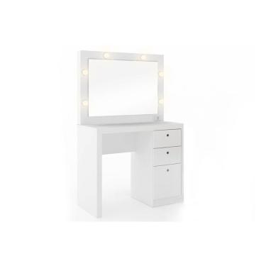 Imagem de Penteadeira Infantil Pe-2010 C/ 3 Gavetas E Espelho Branco - Tecno Mobili