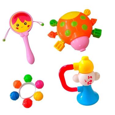Imagem de Kit Chocalho Brinquedo Infantil Interativo Divertido Bebê Criança
