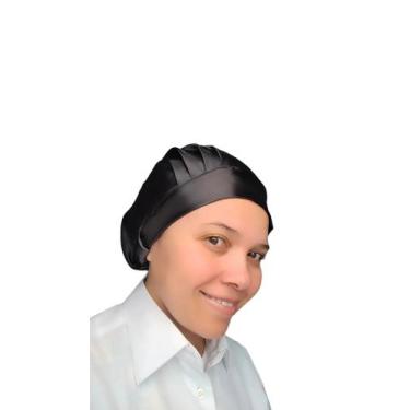 Imagem de Touca para restaurante de cetim Unissex preto - IsaToucas 