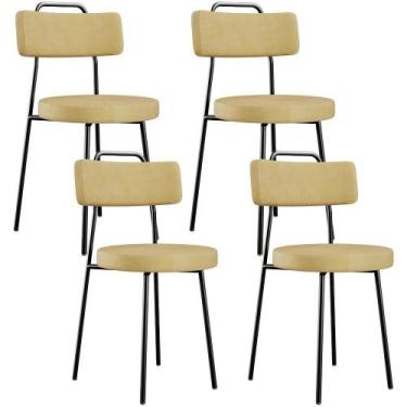 Imagem de Kit 04 Cadeiras Decorativas Estofada Sala De Jantar Barcelona L02 mate