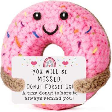Imagem de Goodbye Farewell Gifts for Coworker Work Friend Boss – Lembrança Motivacional Positivo, Presente de Mudança para Amigo Bestie, Mini Lindo Donut de Crochê Feito à Mão - Você Sentirá Falta