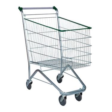 Imagem de Carrinho De Supermercado Compras Tubular Zincado Cesto 180l