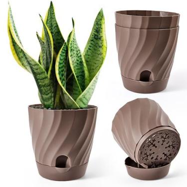 Imagem de Vasos para plantas Etvski de plástico autoirrigável de 10 cm, pacote c